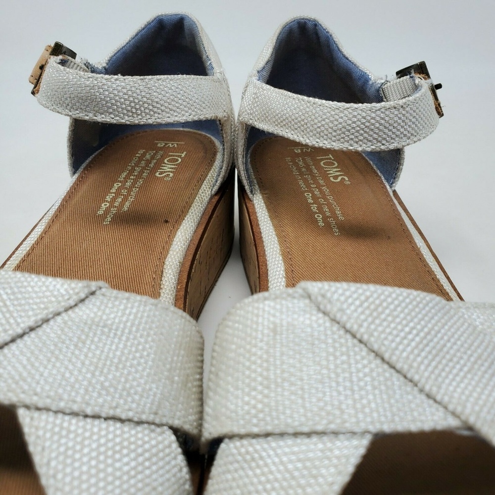 TOMS Harper Canvas Open Toe Platform Wedge - Picture 6 of 8